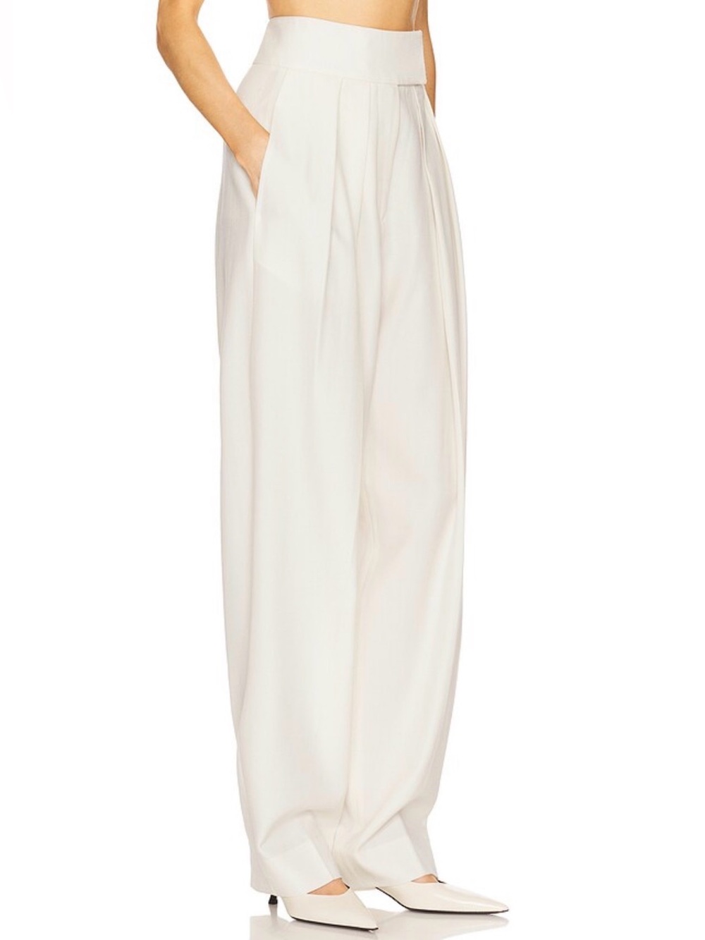 Helsa Revolve Cream High Waist Pleated Wool Suit Trouser Dress Pants Size XS NWD - Picture 3 of 13